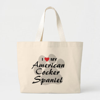 Grand Tote Bag J'aime (coeur) mon cocker américain