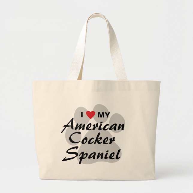 Grand Tote Bag J'aime (coeur) mon cocker américain (Devant)