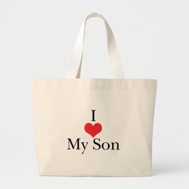 Grand Tote Bag J'aime (coeur) mon fils (Devant)