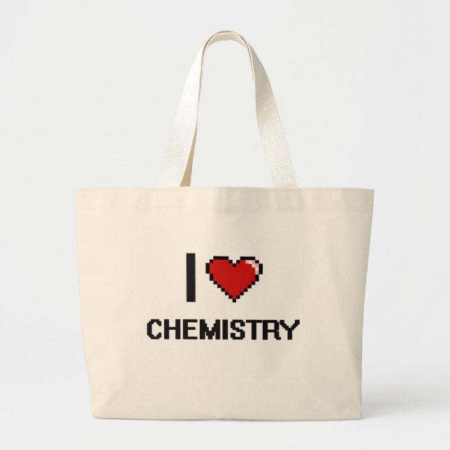 Grand Tote Bag J'aime conception de Digitals de chimie la rétro (Devant)