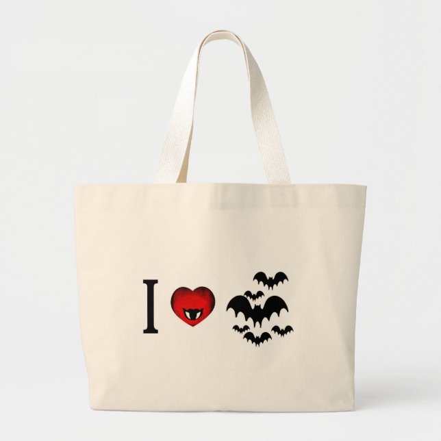 Grand Tote Bag J'aime des battes de vampire (Devant)