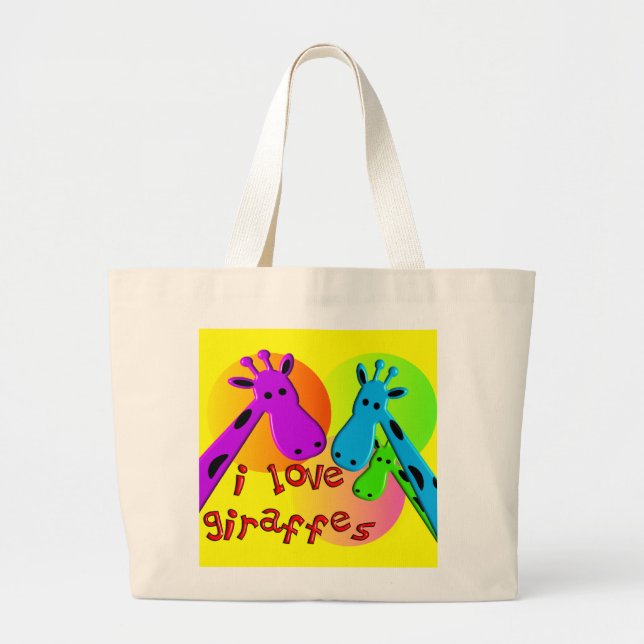 Grand Tote Bag J'aime des cadeaux de girafes (Devant)