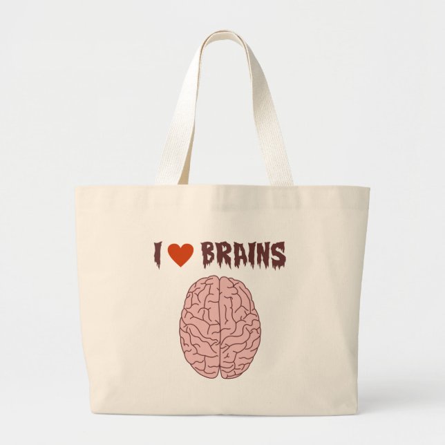 Grand Tote Bag J'aime des cerveaux (Devant)