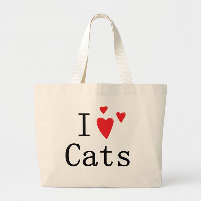 Grand Tote Bag J'aime des chats (Devant)