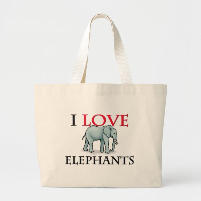 Grand Tote Bag J'aime des éléphants (Devant)