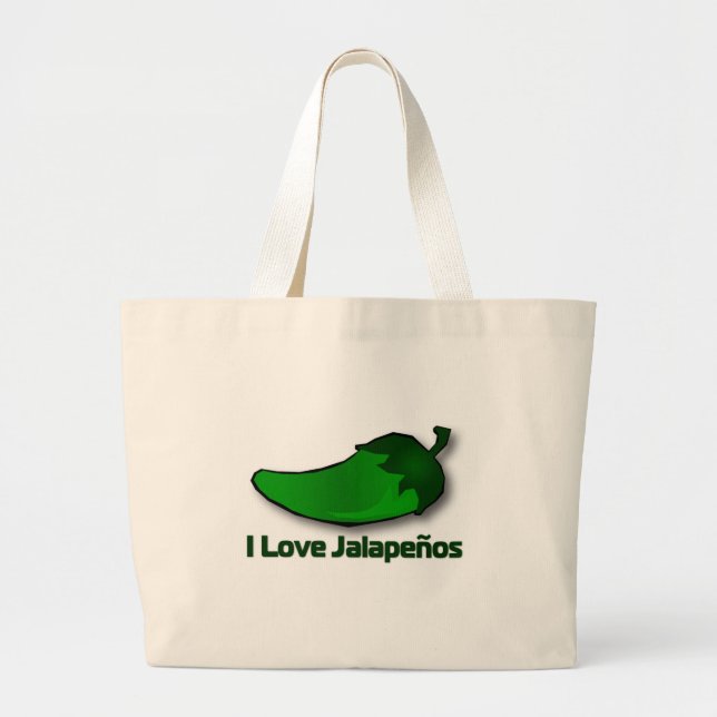 Grand Tote Bag J'aime des Jalapenos (Devant)