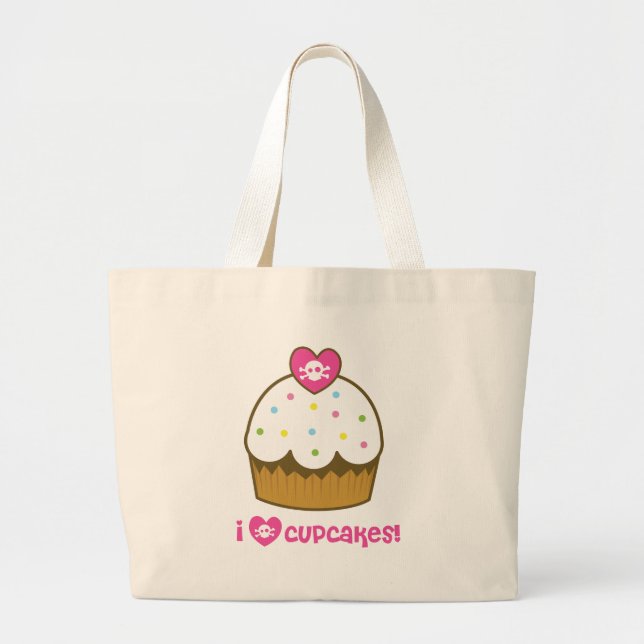 Grand Tote Bag j'aime des petits gâteaux de crâne (Devant)