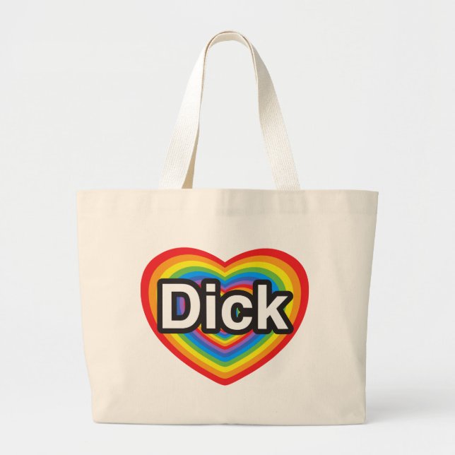 Grand Tote Bag J'aime Dick. Je t'aime Dick. Coeur (Devant)