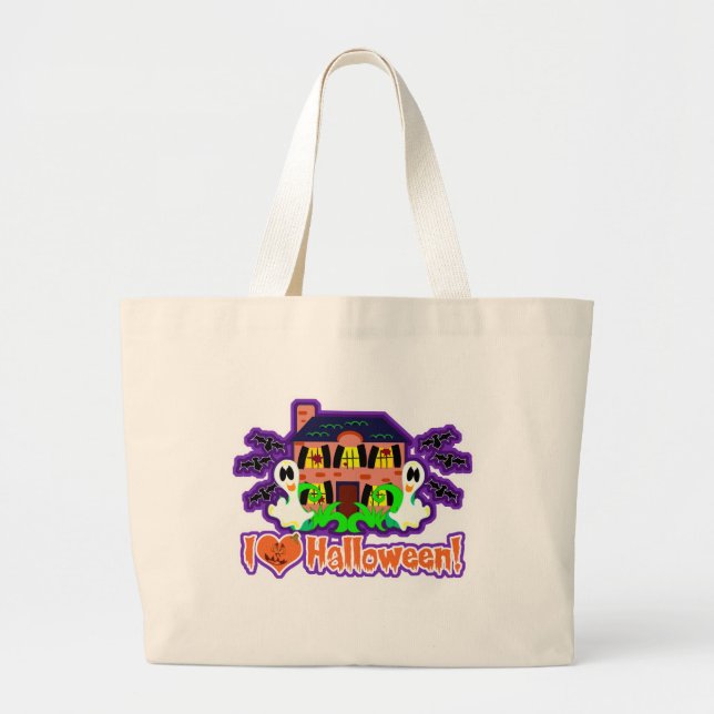 Grand Tote Bag J'aime Halloween Drôle Drôle Drôle Drôle Dessin Ca (Devant)