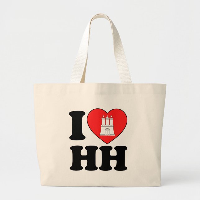 Grand Tote Bag J'aime Hambourg (HH) (Devant)