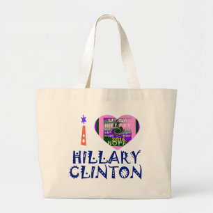 Grand Tote Bag J'aime Hillary Clinton comme présidente des États-