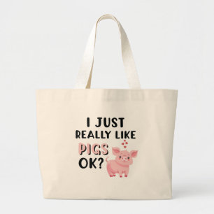 Grand Tote Bag J'aime juste vraiment des porcs CORRECTS ?