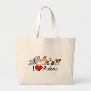 Grand Tote Bag J'aime la bande dessinée mignonne de rongeurs