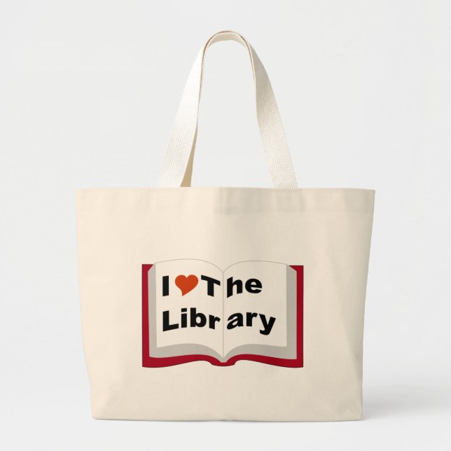 Grand Tote Bag J'aime la bibliothèque (Devant)