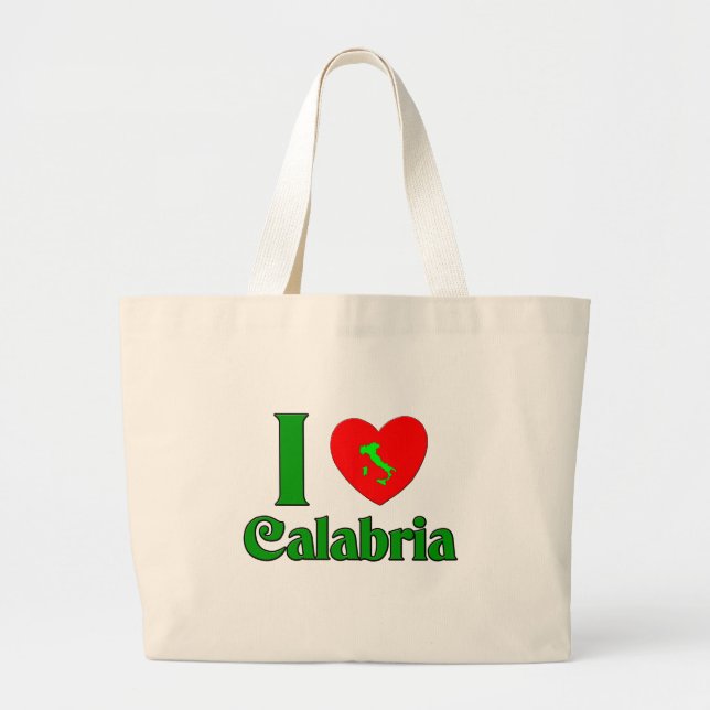 Grand Tote Bag J'aime la Calabre Italie (Devant)