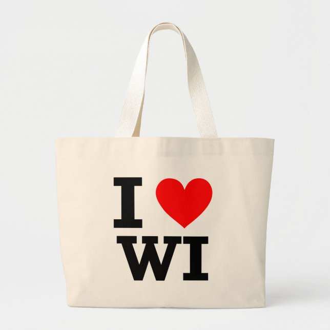 Grand Tote Bag J'aime la conception du Wisconsin (Devant)
