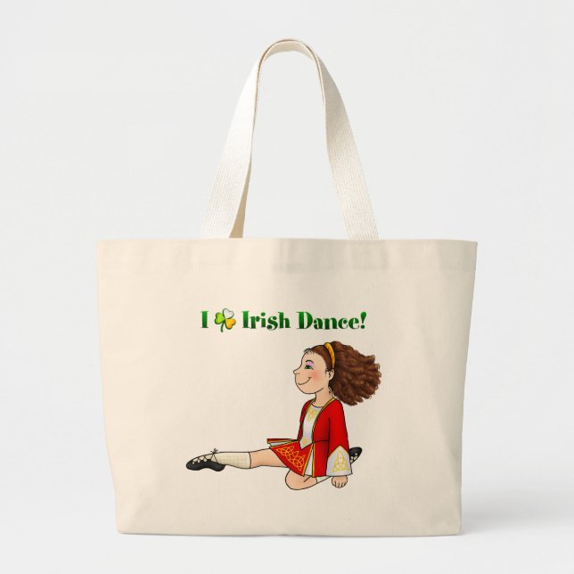 Grand Tote Bag J'aime la danse d'Irlandais (Devant)