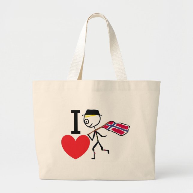 Grand Tote Bag J'aime la Norvège (Devant)