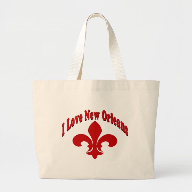 Grand Tote Bag J'Aime La Nouvelle-Orléans Fleur De Lis (Devant)