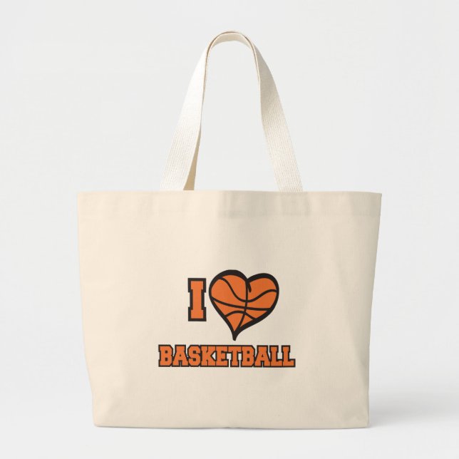 Grand Tote Bag j'aime le basket-ball (Devant)