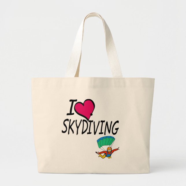 Grand Tote Bag J'aime le parachutisme (Devant)