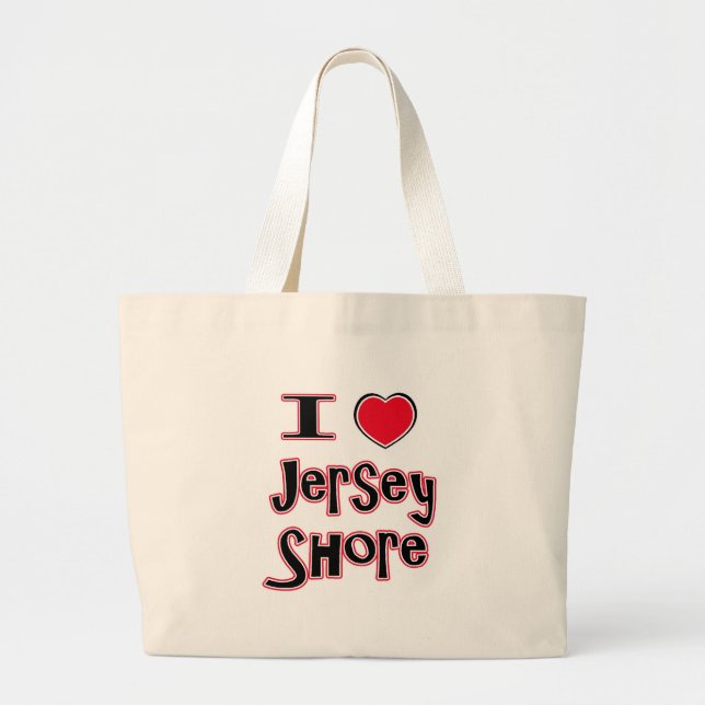 Grand Tote Bag J'aime le rouge de rivage de jersey (Devant)