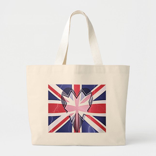 Grand Tote Bag J'aime le Royaume-Uni (Devant)