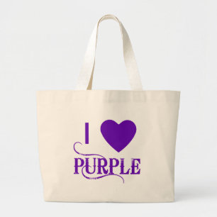 Grand Tote Bag J'aime le violet au coeur pourpre
