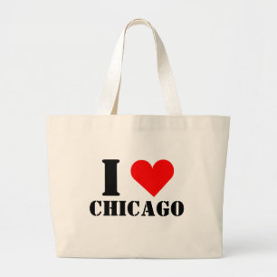 Grand Tote Bag J'aime l'éléphant Fourre-tout de coeur de Chicago