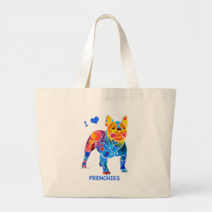 Grand Tote Bag J'aime les bouledogues français