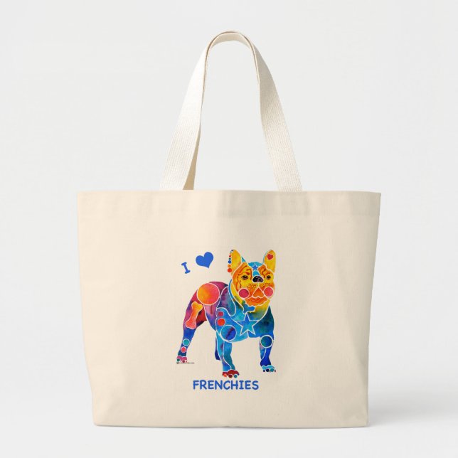 Grand Tote Bag J'aime les bouledogues français (Devant)