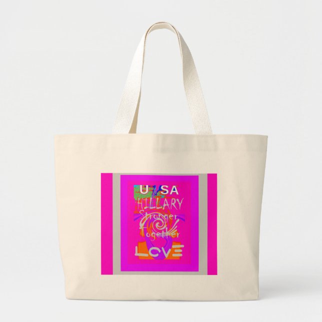 Grand Tote Bag J'Aime Les Etats-Unis : Plus Forts Ensemble (Devant)