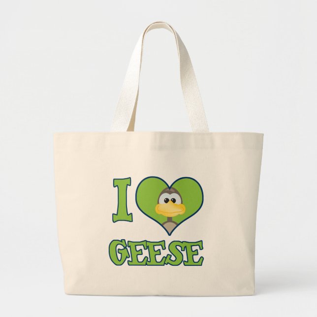 Grand Tote Bag J'aime les oies (Devant)