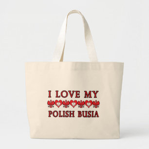 Grand Tote Bag J'Aime Ma Busia Polonaise