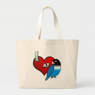 Grand Tote Bag J'aime ma perruche masquée de noir bleu