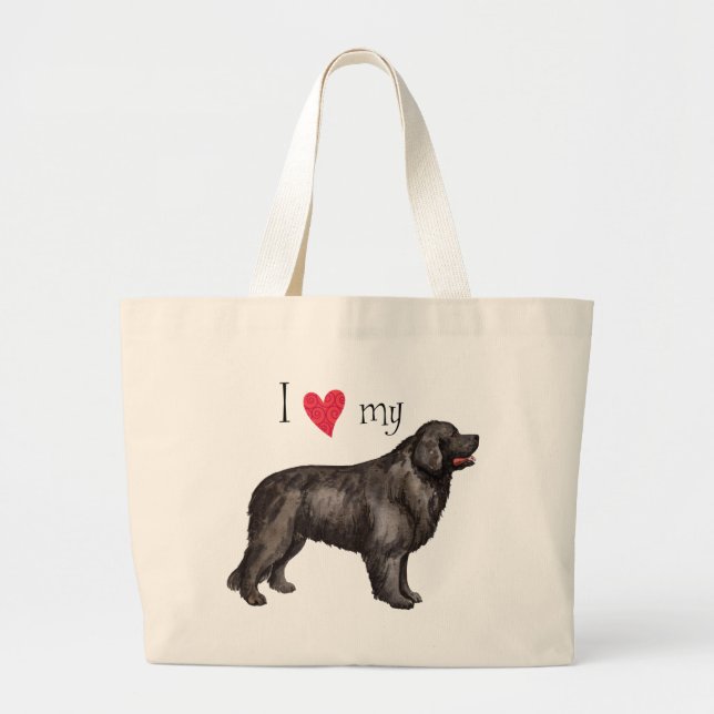 Grand Tote Bag J'aime ma Terre-Neuve (Devant)