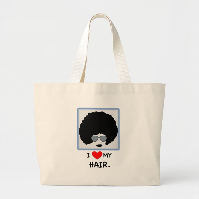 Grand Tote Bag J'aime mes cheveux - Afro (Devant)