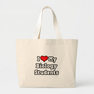 Grand Tote Bag J'Aime Mes Étudiants En Biologie