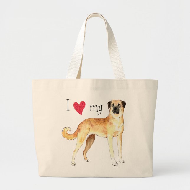 Grand Tote Bag J'aime mon berger anatolien (Devant)