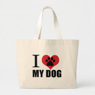 Grand Tote Bag J'aime mon chien jeter l'oreiller