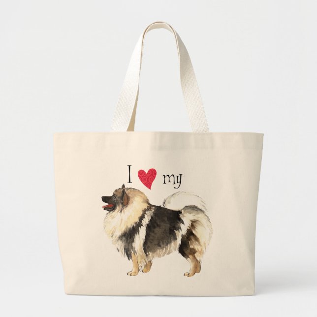 Grand Tote Bag J'aime mon Keeshond (Devant)