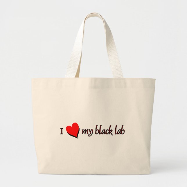 Grand Tote Bag J'aime mon Labrador noir (Devant)