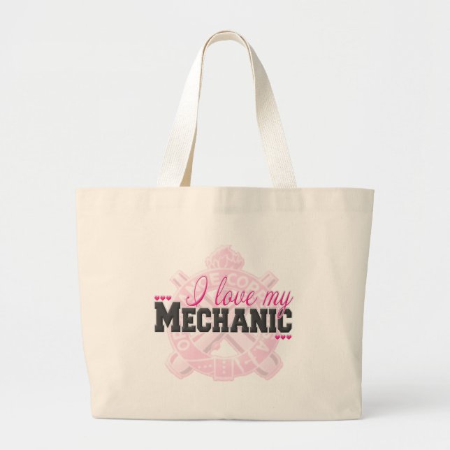 Grand Tote Bag J'aime mon mécanicien (Devant)