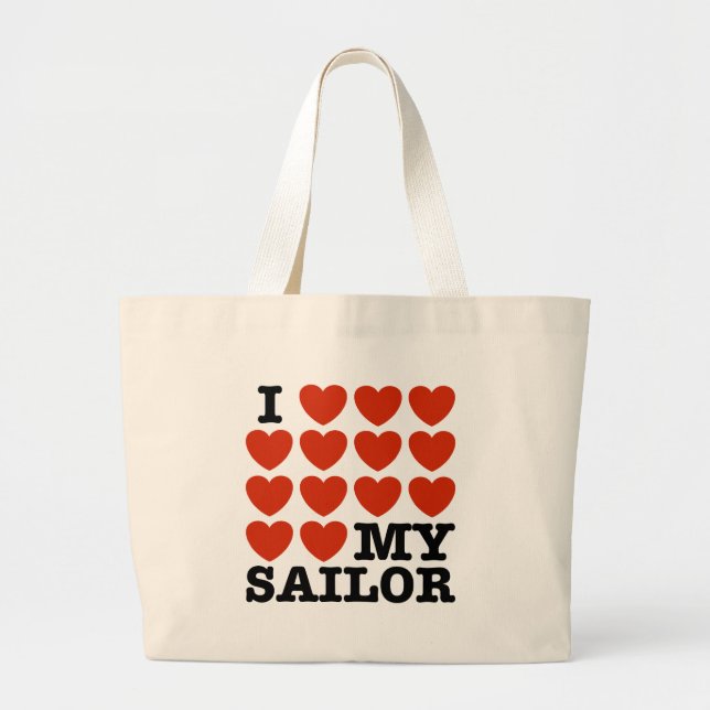 Grand Tote Bag J'Aime Mon Navigateur (Devant)