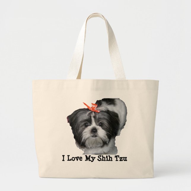 Grand Tote Bag J'aime mon Shih Tzu (Devant)