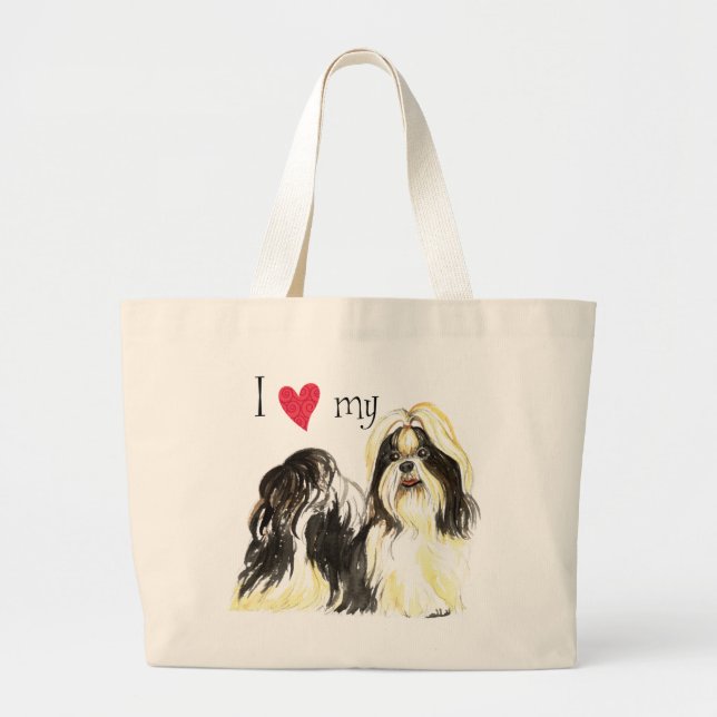 Grand Tote Bag J'aime mon Shih Tzu (Devant)