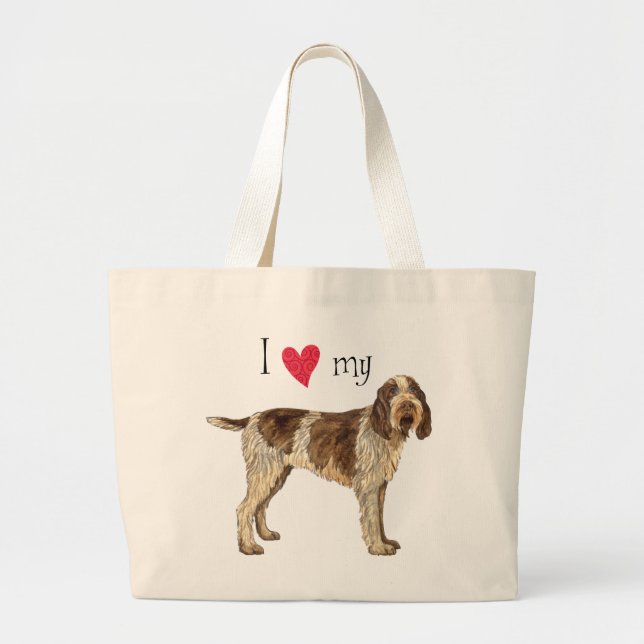 Grand Tote Bag J'aime mon Spinone Italiano (Devant)