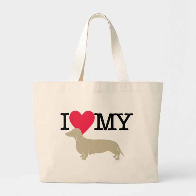 Grand Tote Bag J'aime mon teckel ! (Devant)