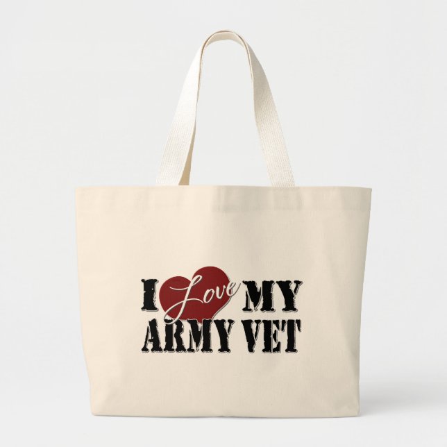 Grand Tote Bag J'aime mon vétérinaire d'armée (Devant)