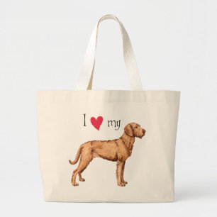 Grand Tote Bag J'aime mon Vizsla à poils durs